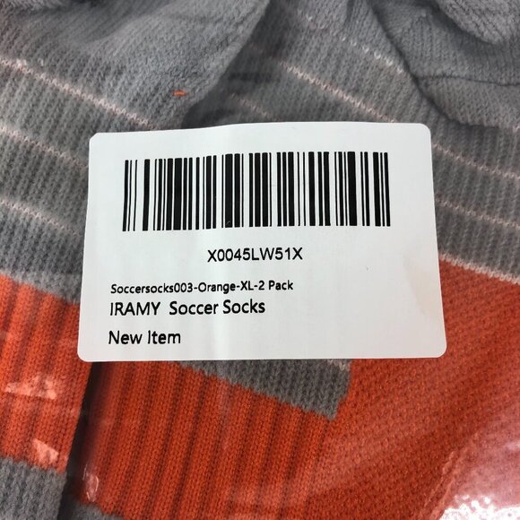 Iramy Gray And Orange Compressive Soccer Socks 2 Pair NIP Size XL - Picture 2 of 5